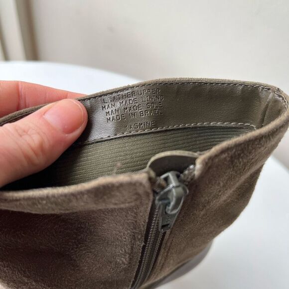 Audrey Brooke Camo Green Suede & Leather Kitten Heel Boots 8.5 - Picture 9 of 10